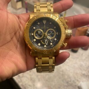 Invicta Gold and Black Chronograph Watch
